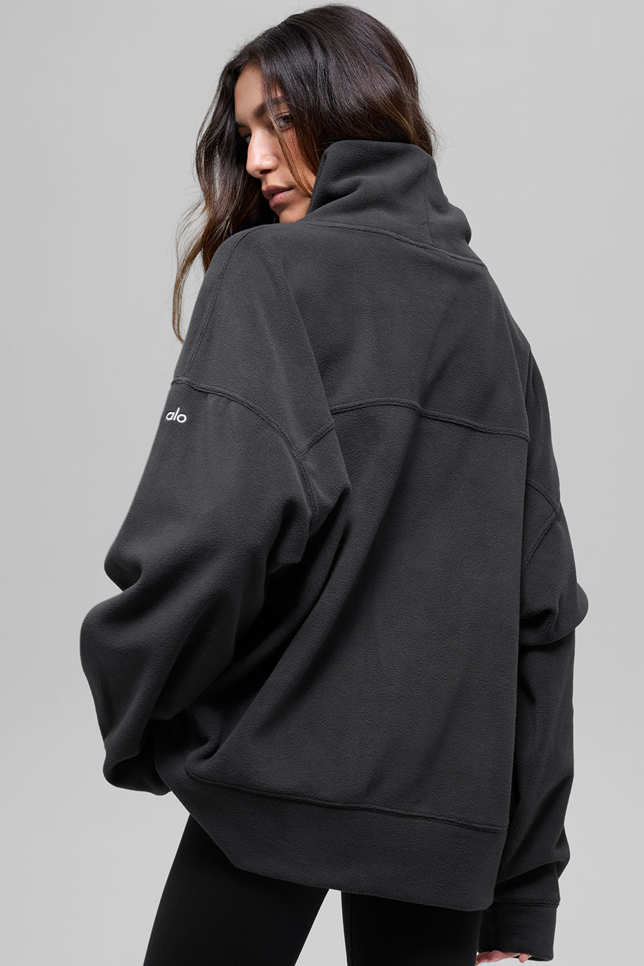 alo Polar Fleece Hazy Pullover - Black