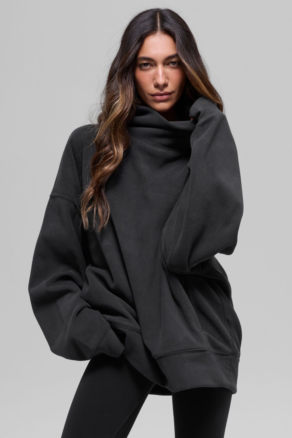 alo Polar Fleece Hazy Pullover - Black
