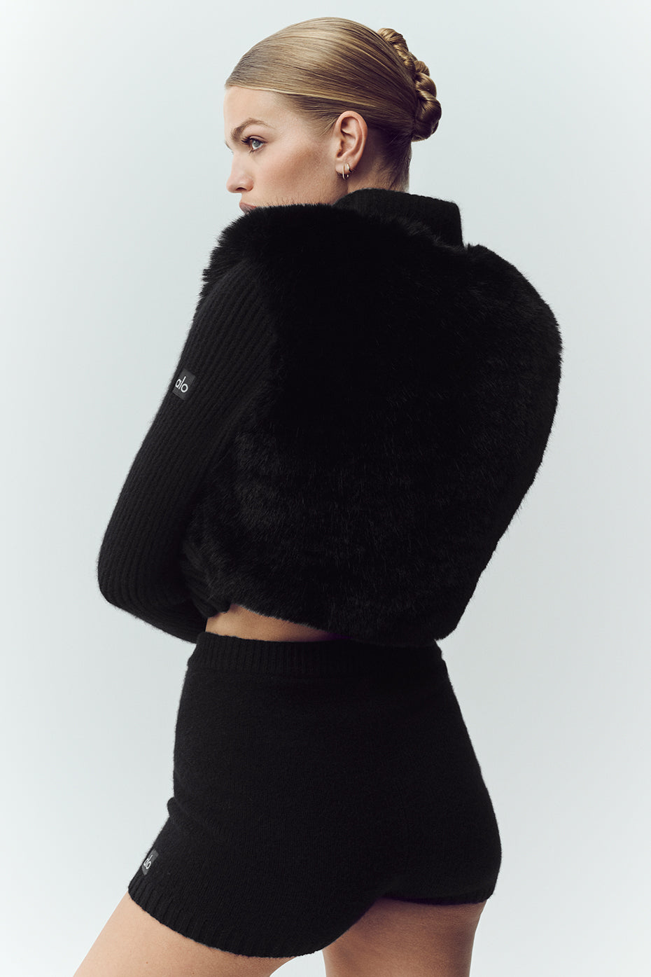 alo Faux Fur Cashmere Northstar Full Zip - Black