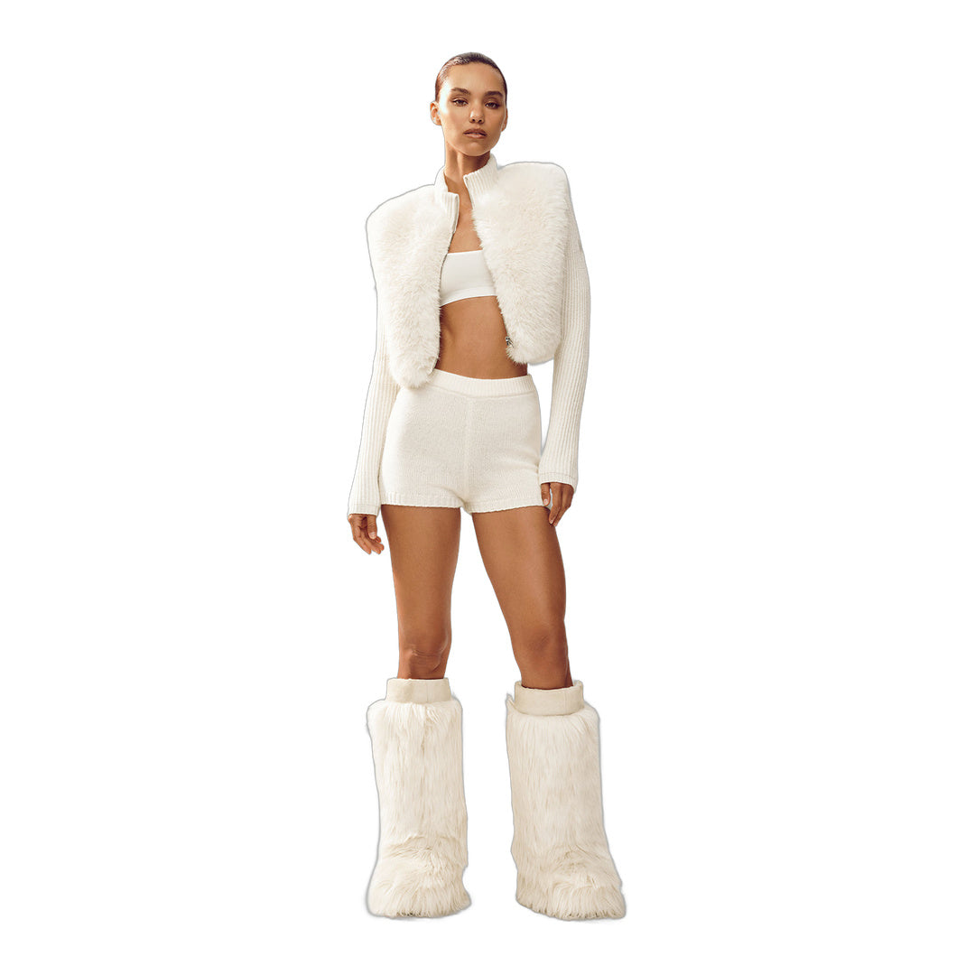alo Faux Fur Cashmere Northstar Full Zip - Ivory