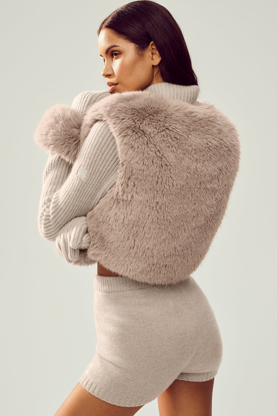 alo Faux Fur Cashmere Northstar Full Zip - Oat Heather