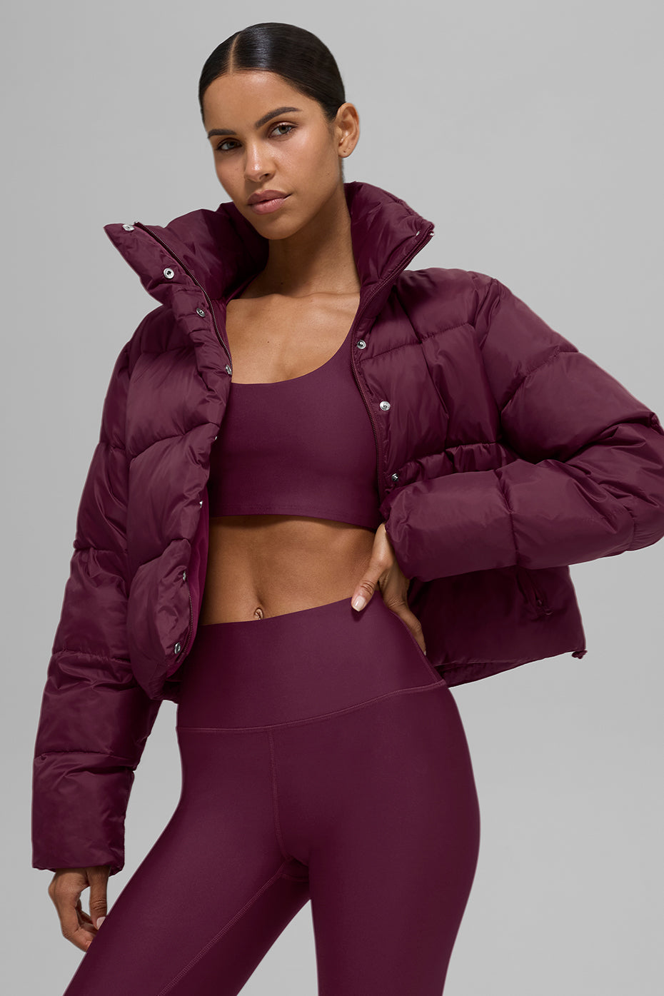 alo Gold Rush Puffer - Burgundy