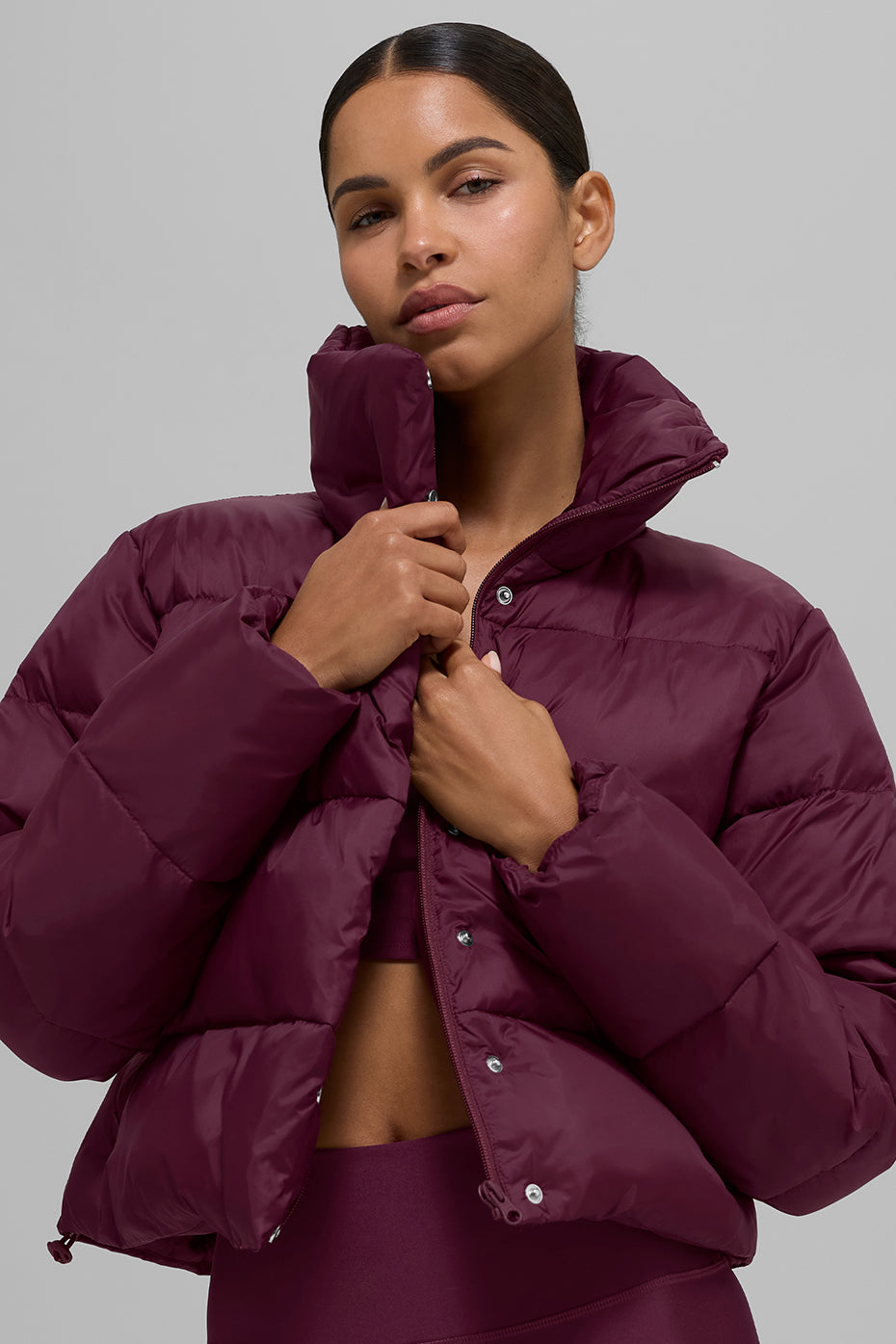 alo Gold Rush Puffer - Burgundy