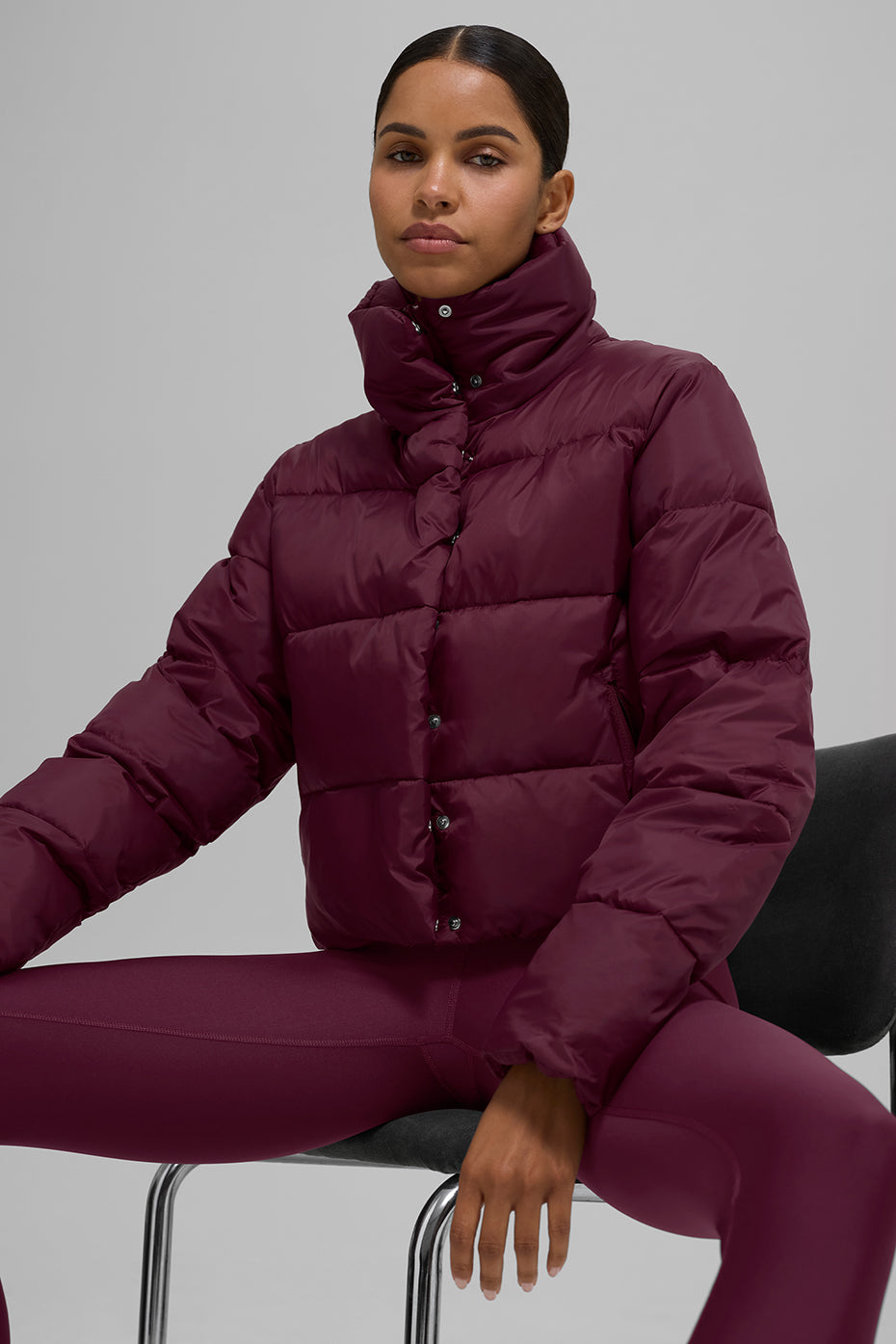 alo Gold Rush Puffer - Burgundy