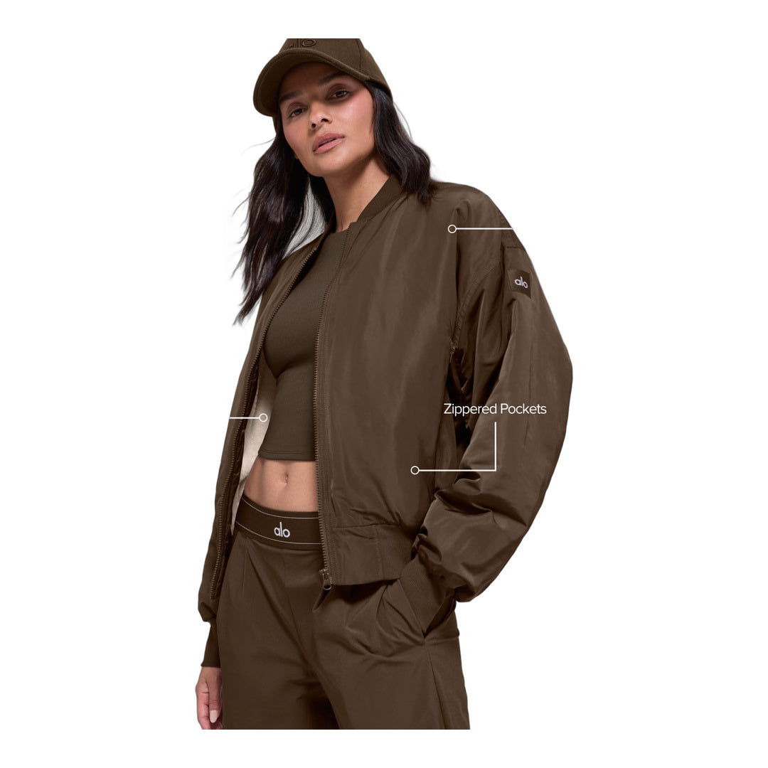 alo Faux Fur Urbanite Bomber - Espresso/Ivory