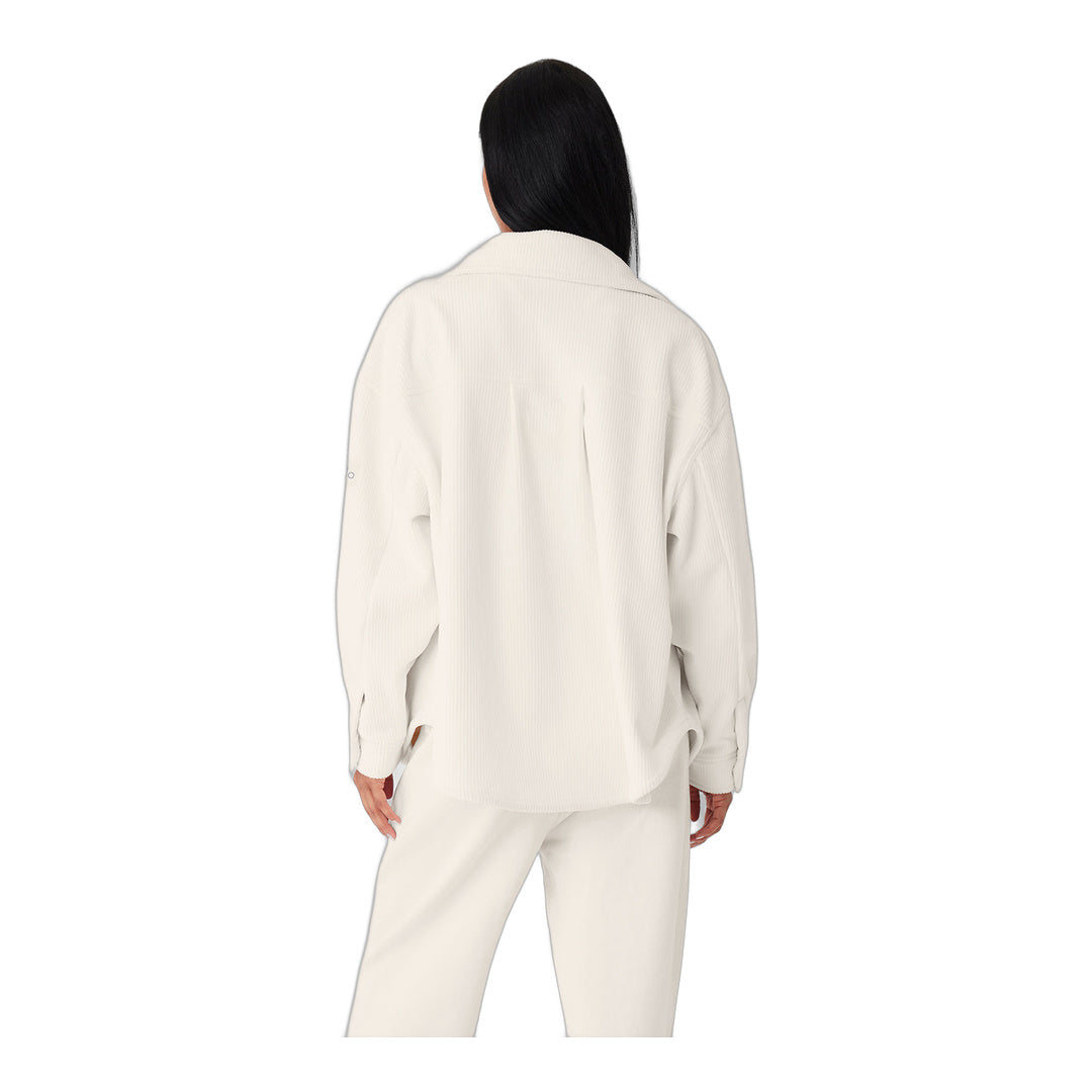 alo Ribbed Velour Mountain Side Shacket - Ivory