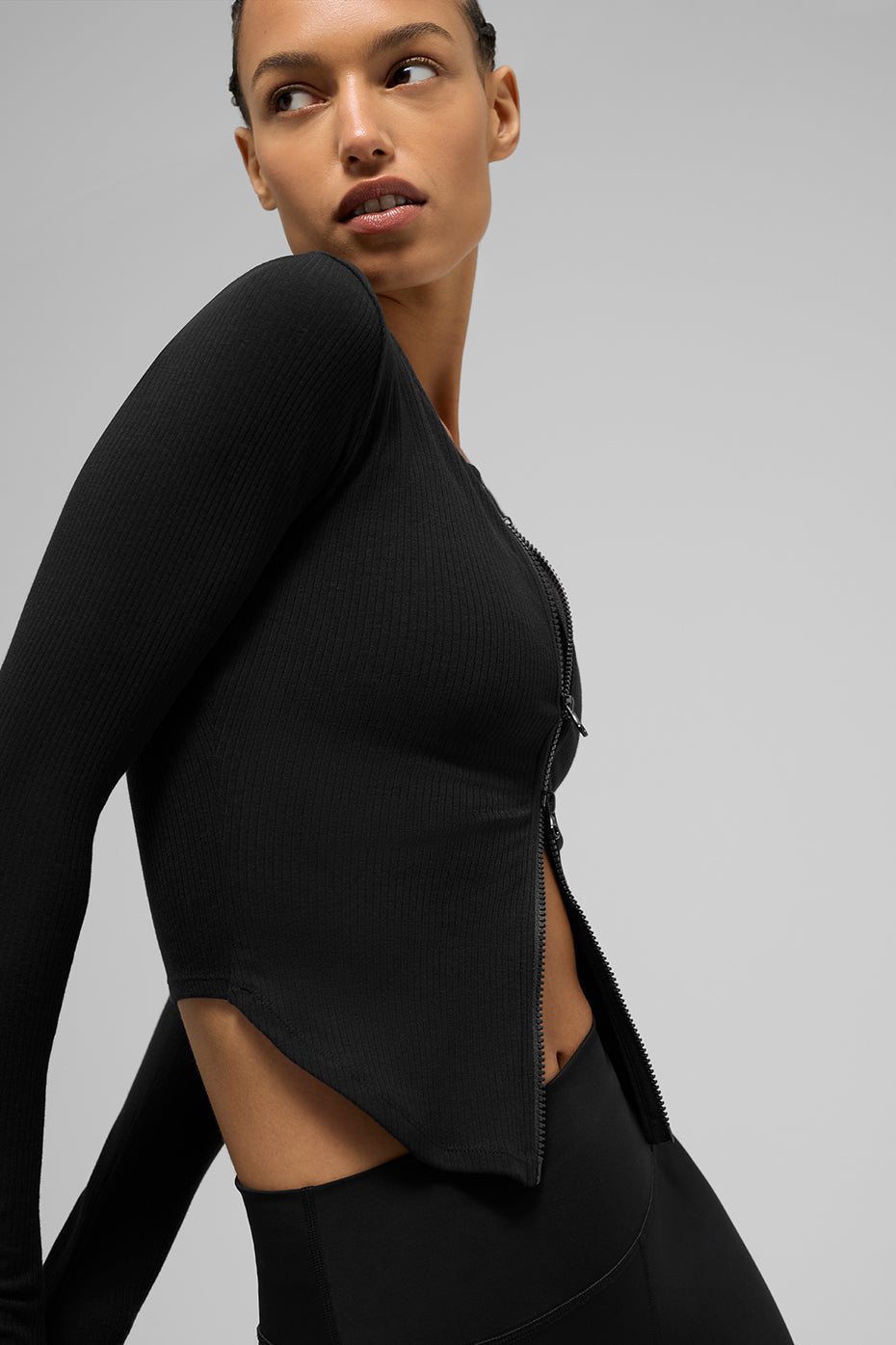 alo Ribbed Stardust Long Sleeve - Black
