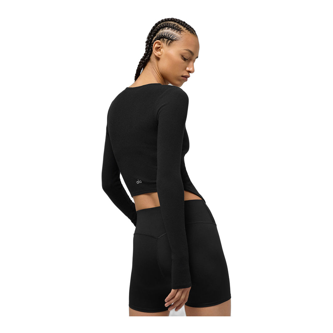 alo Ribbed Stardust Long Sleeve - Black