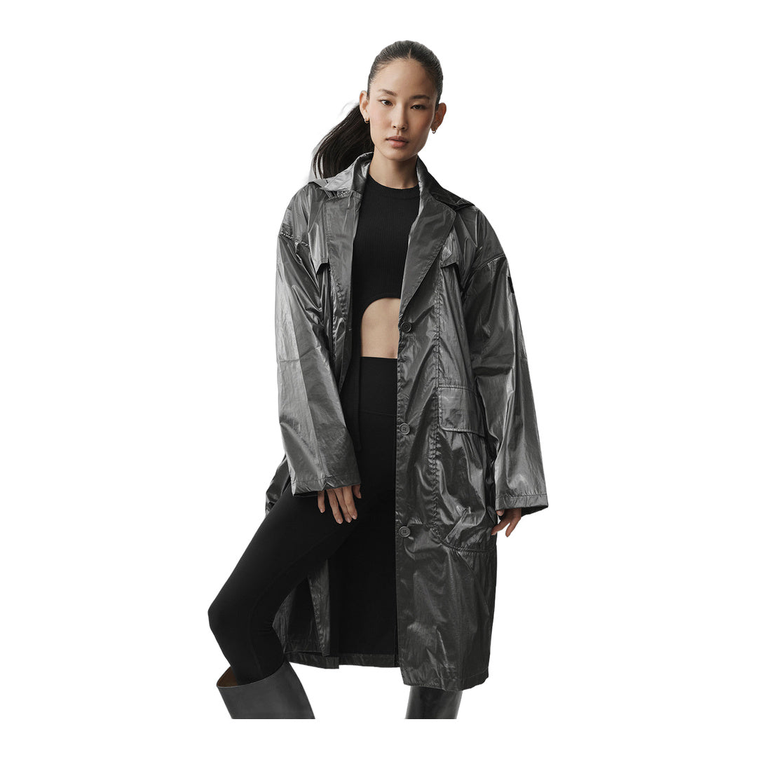 alo Metallic Break Line Trench - Silver Metallic