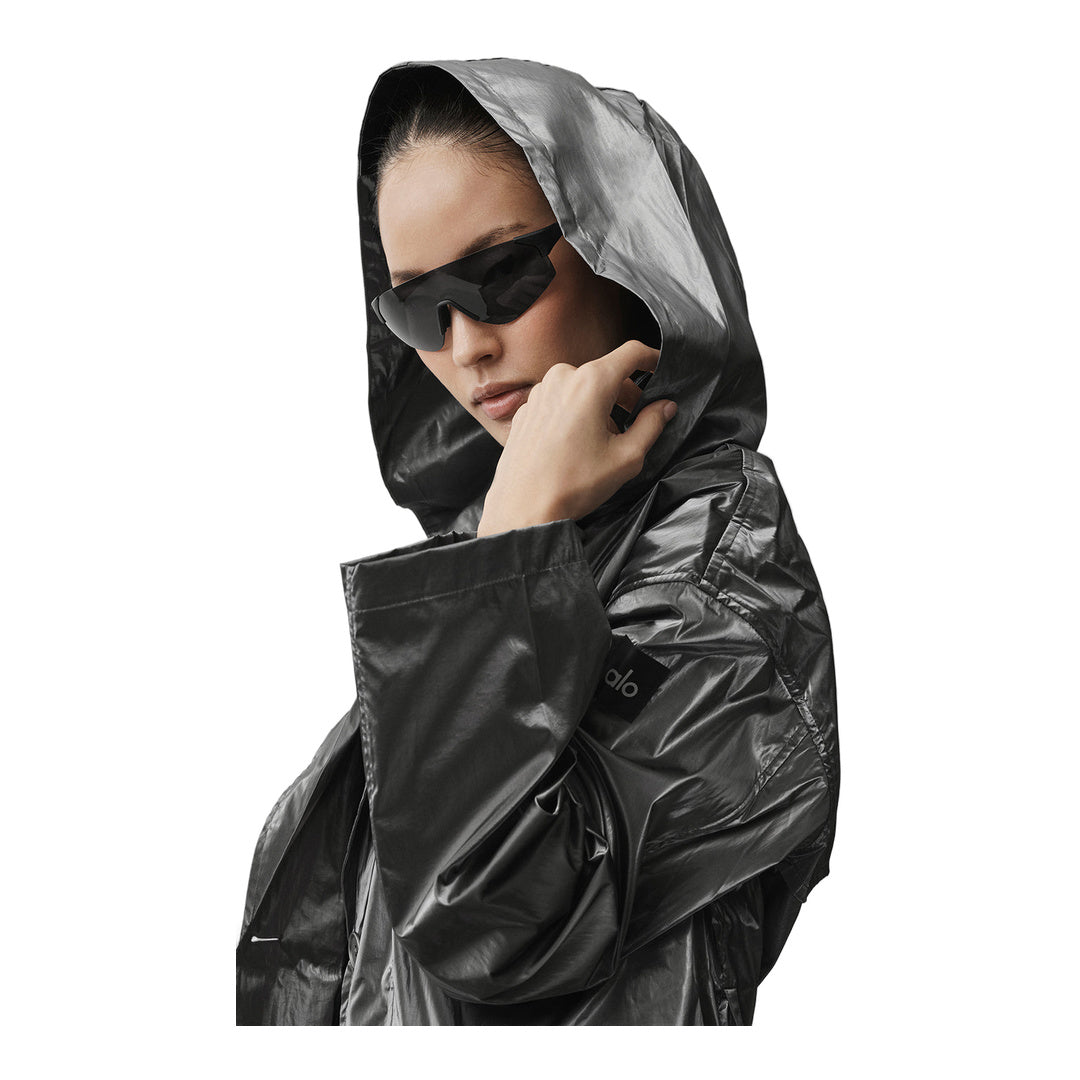 alo Metallic Break Line Trench - Silver Metallic