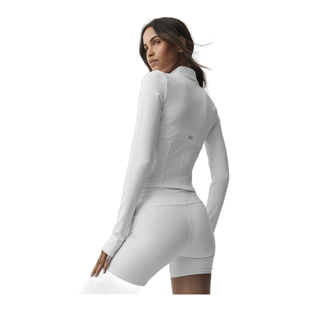 alo Airbrush Corset Full Zip Jacket - White