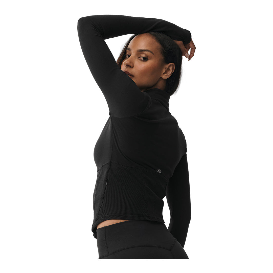 alo Airbrush Corset Full Zip Jacket - Black