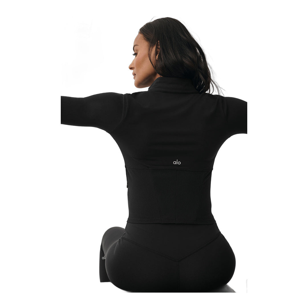 alo Airbrush Corset Full Zip Jacket - Black