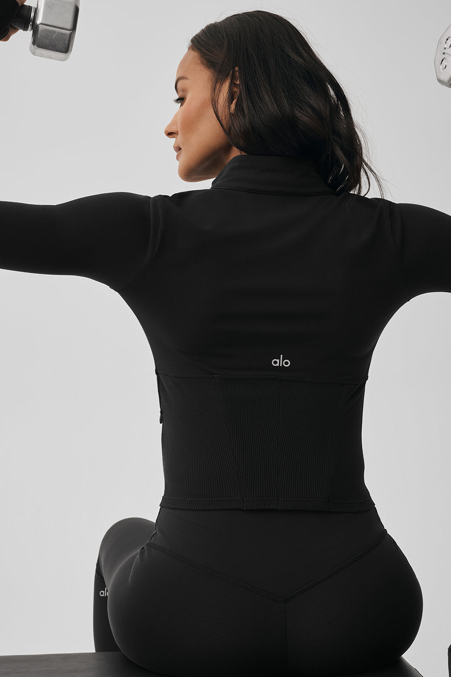 alo Airbrush Corset Full Zip Jacket - Black