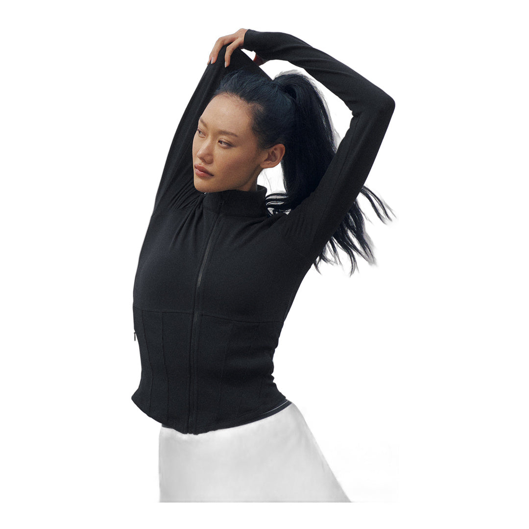 alo Airbrush Corset Full Zip Jacket - Black