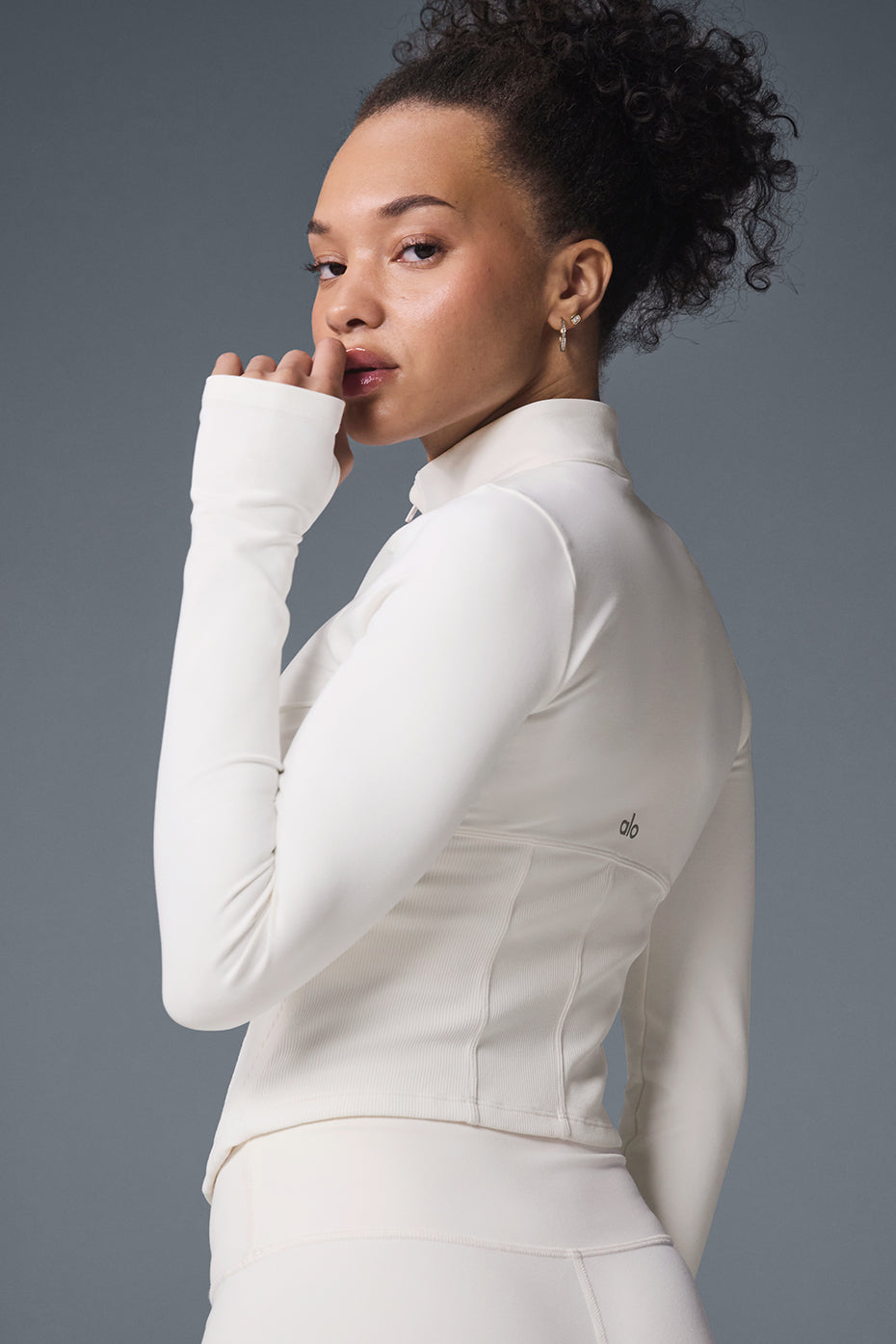 alo Airbrush Corset Full Zip Jacket - Ivory