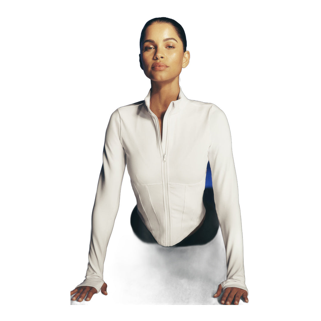 alo Airbrush Corset Full Zip Jacket - Ivory