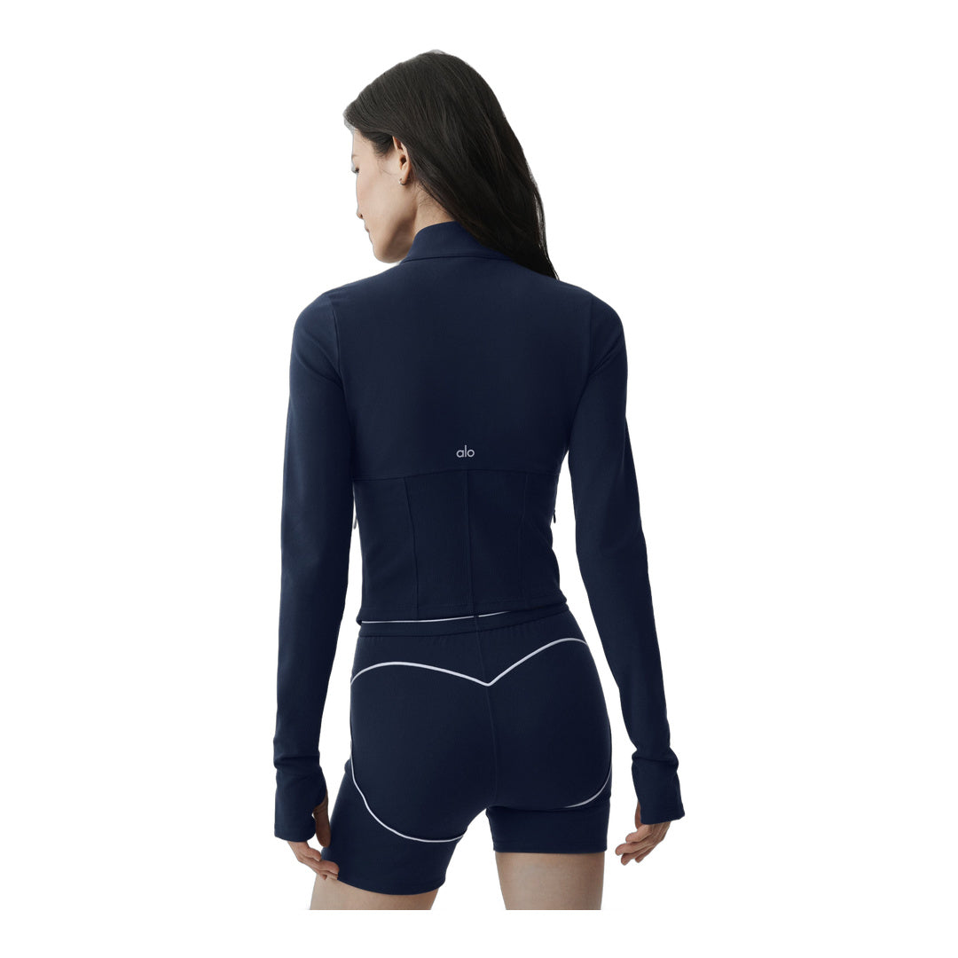alo Airbrush Corset Full Zip Jacket - Navy