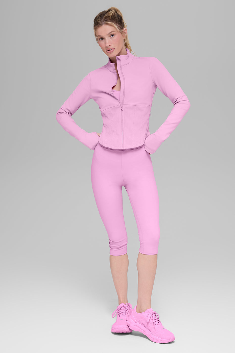 alo Airbrush Corset Full Zip Jacket - Candy Heart Pink