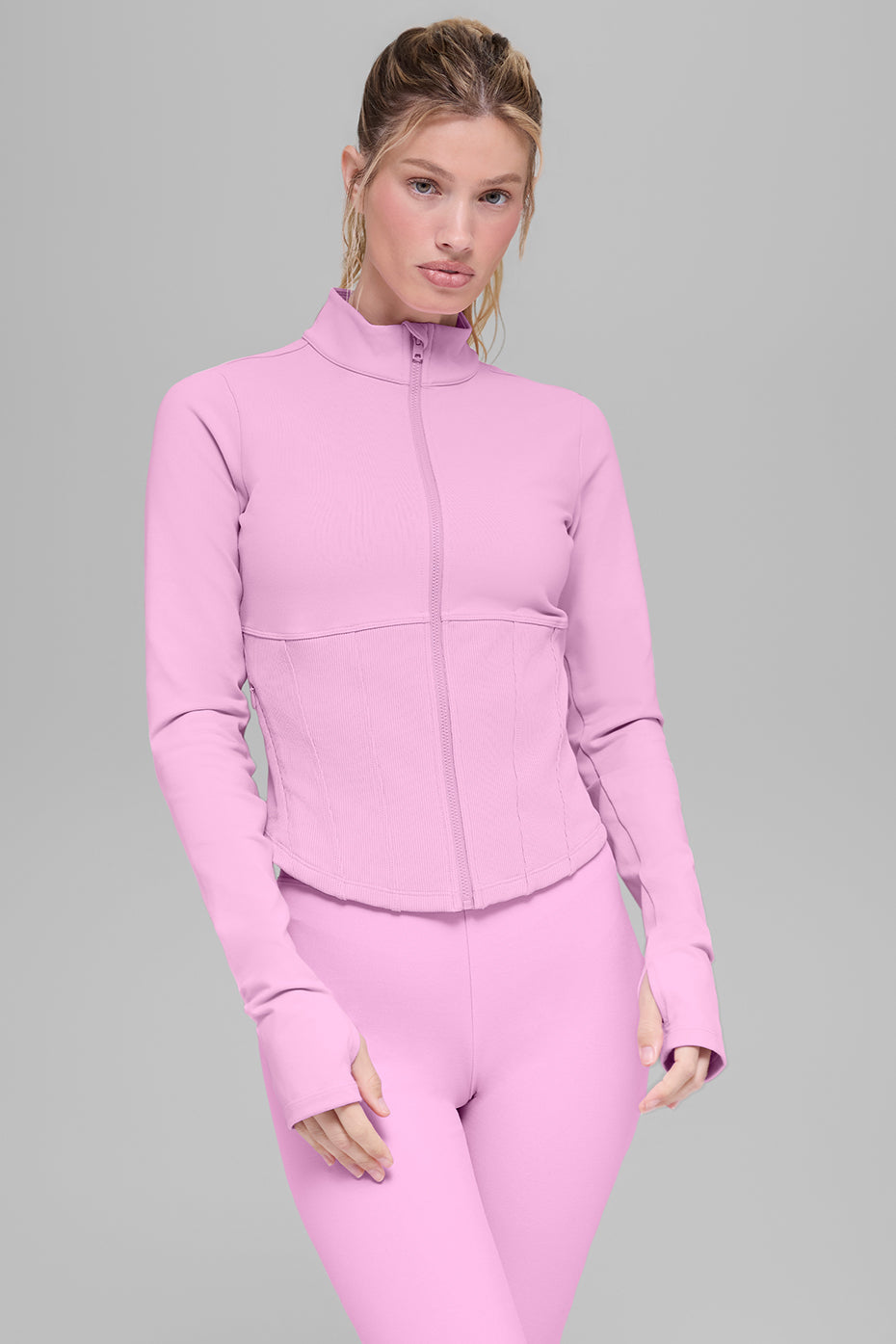 alo Airbrush Corset Full Zip Jacket - Candy Heart Pink