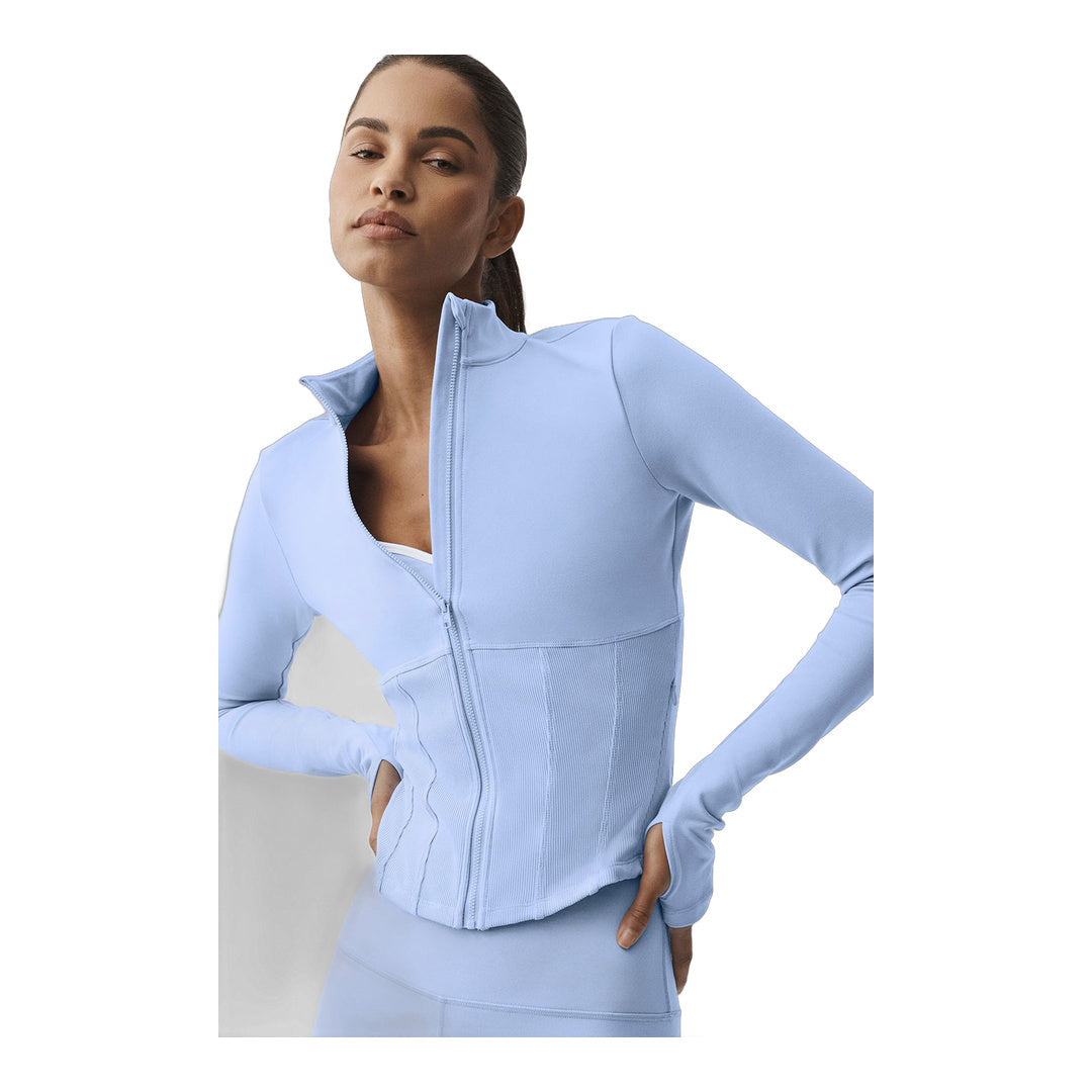 alo Airbrush Corset Full Zip Jacket - Light Provence Blue