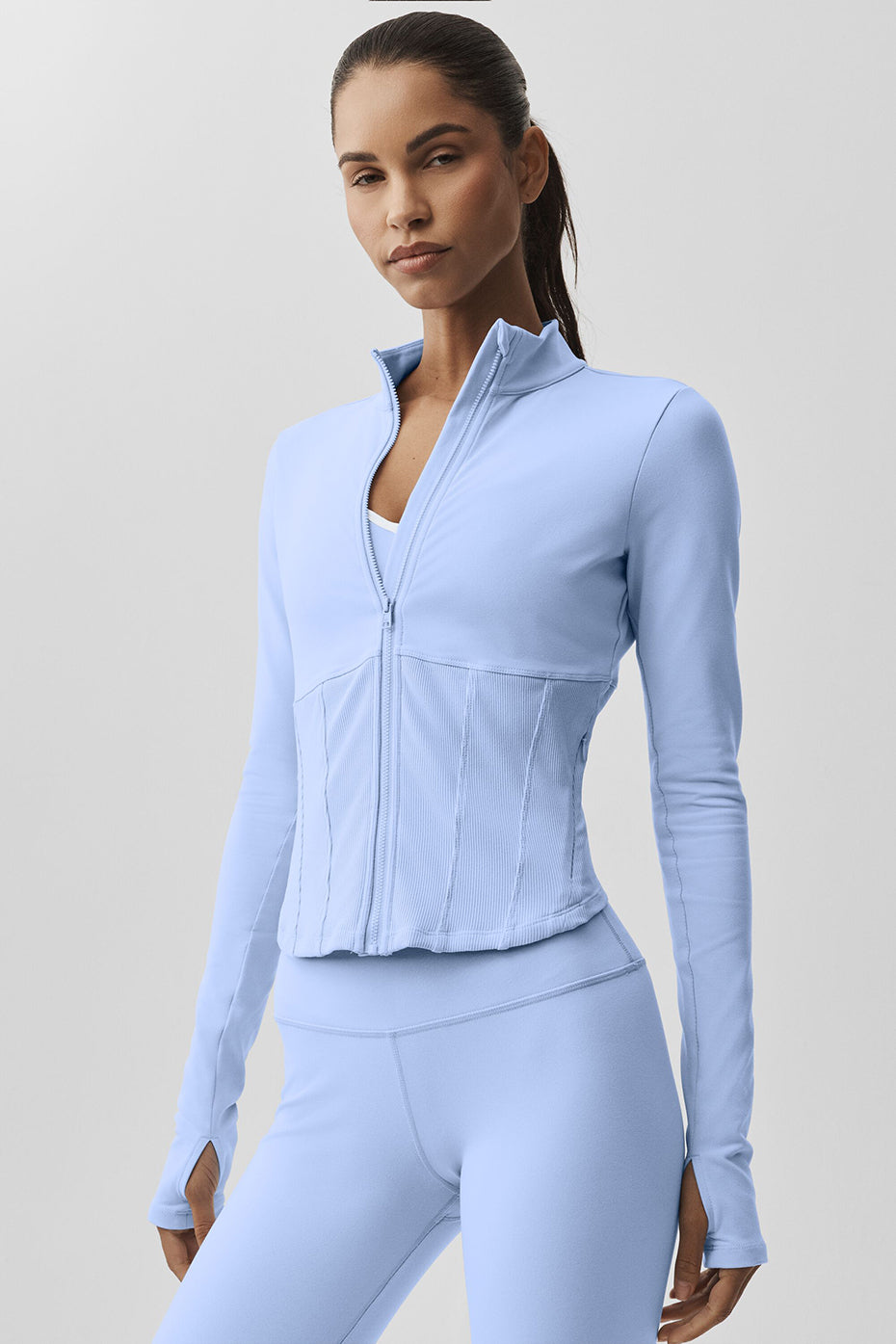 alo Airbrush Corset Full Zip Jacket - Light Provence Blue