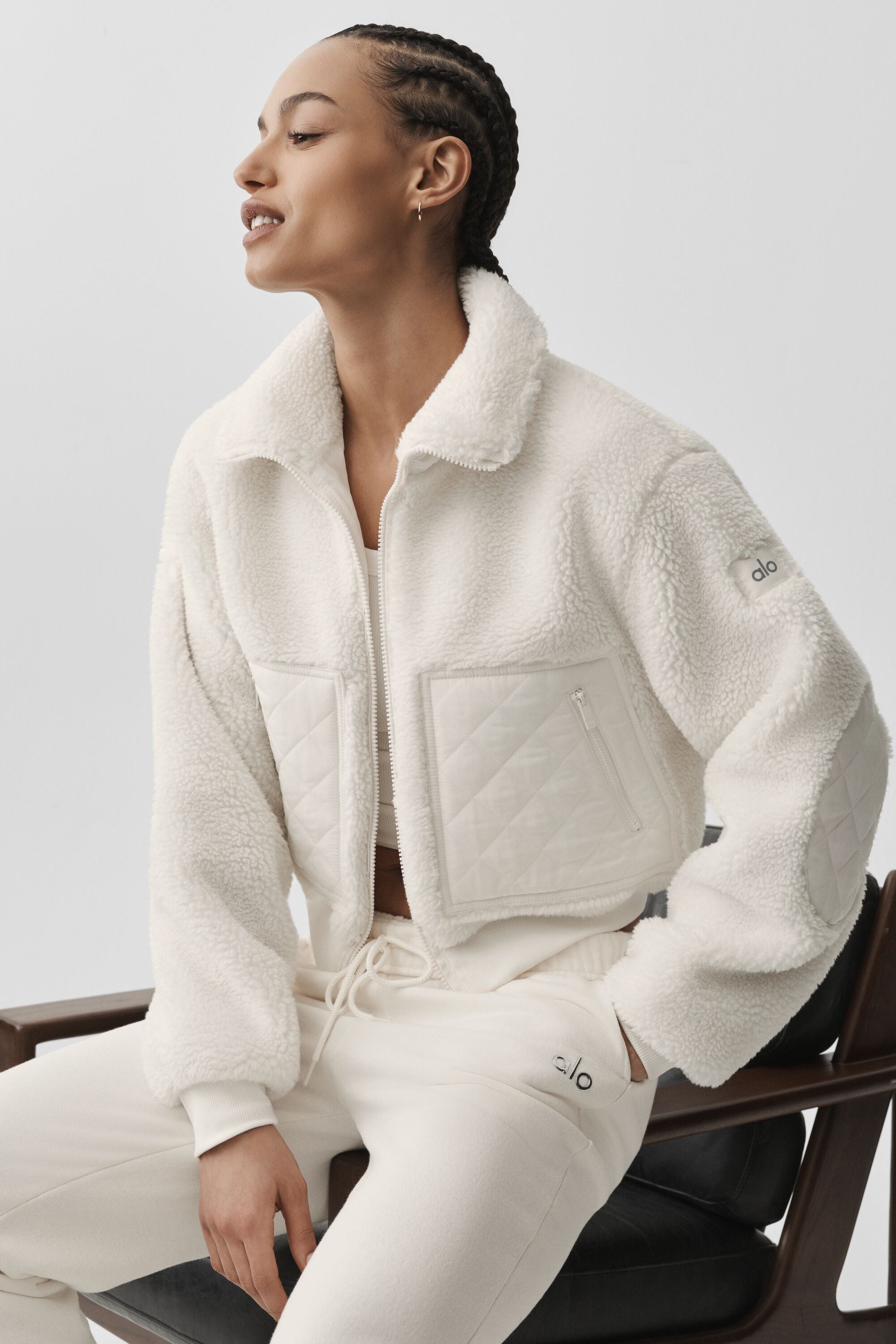alo Sherpa Edge Bomber - Ivory