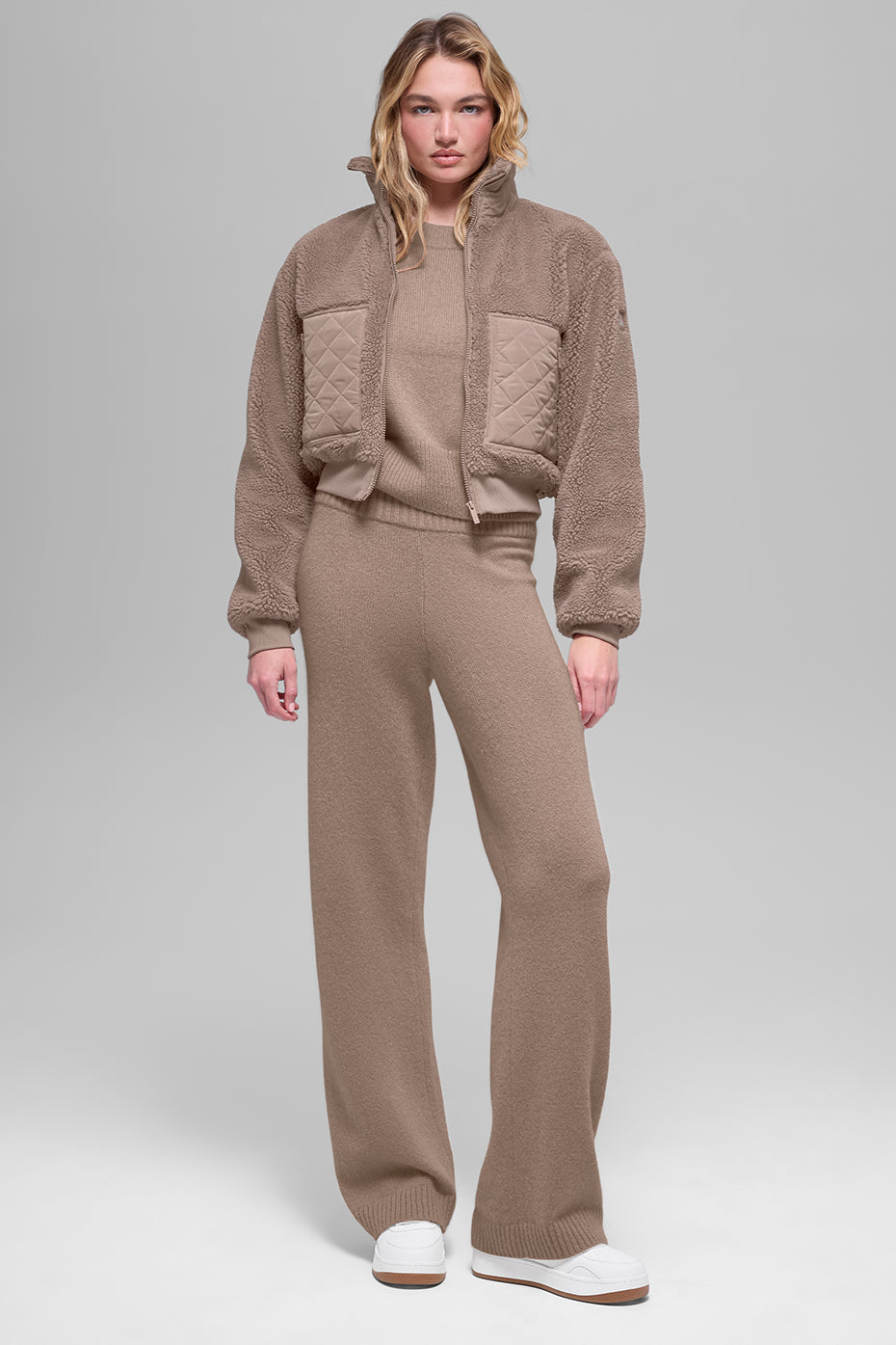 alo Sherpa Edge Bomber - Chai Latte
