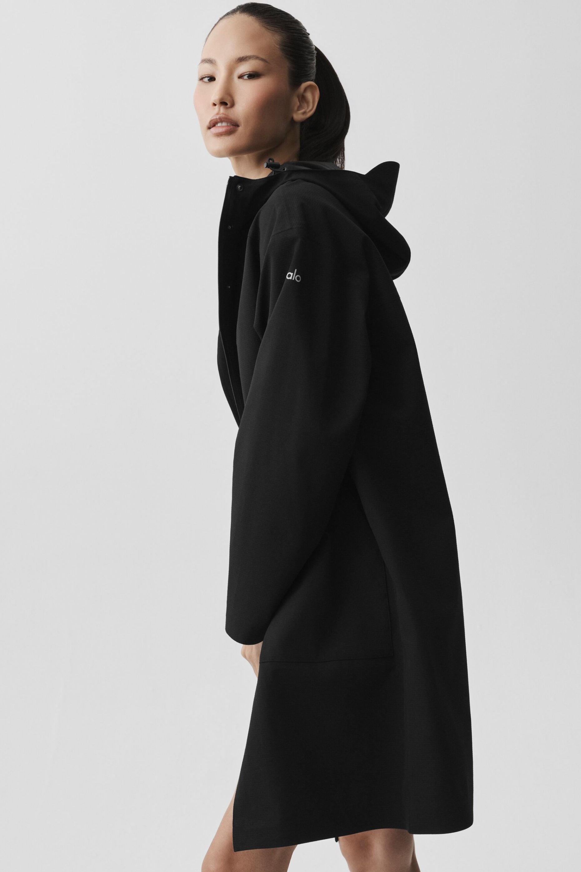 alo Rain Or Shine Long Coat - Black