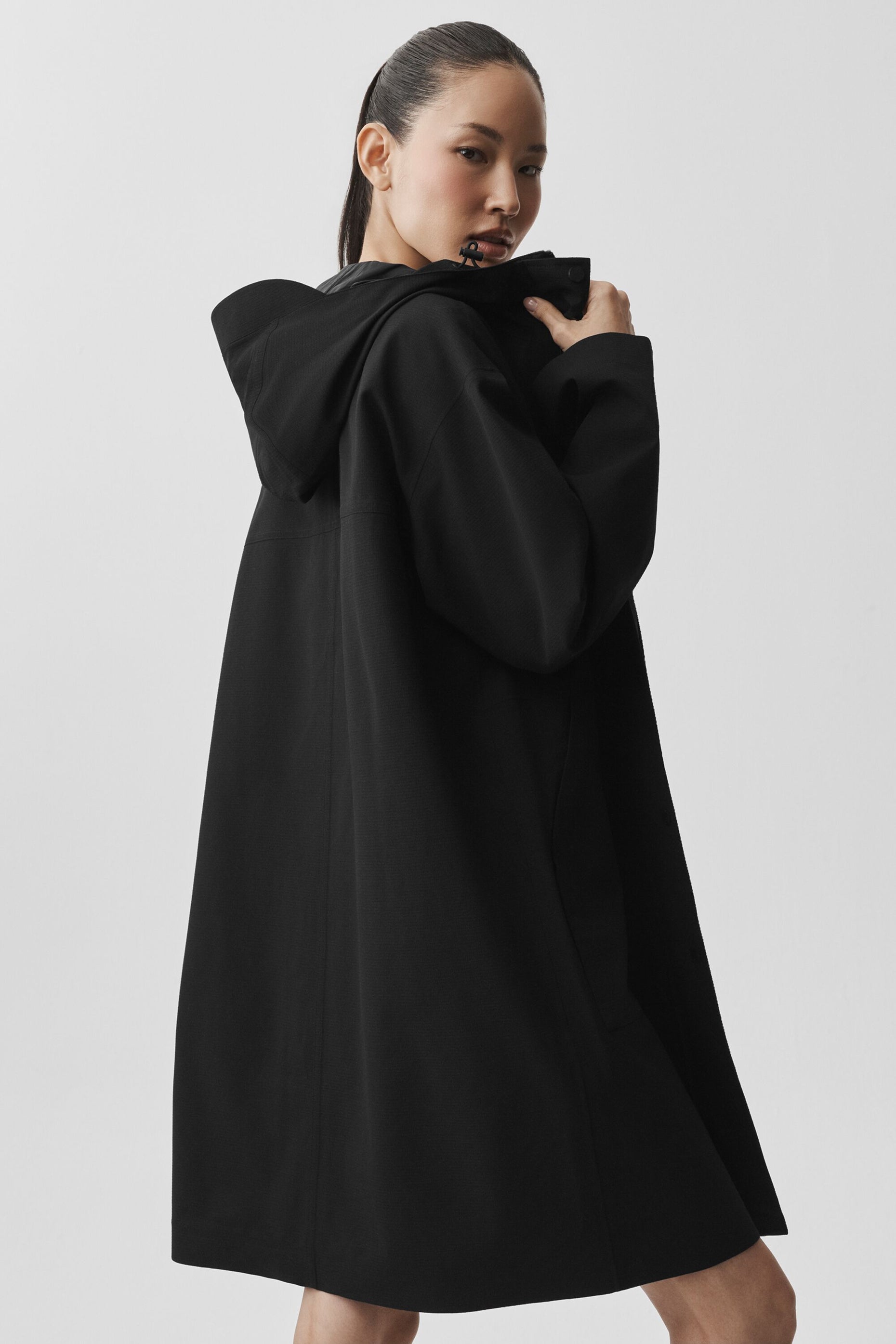 alo Rain Or Shine Long Coat - Black