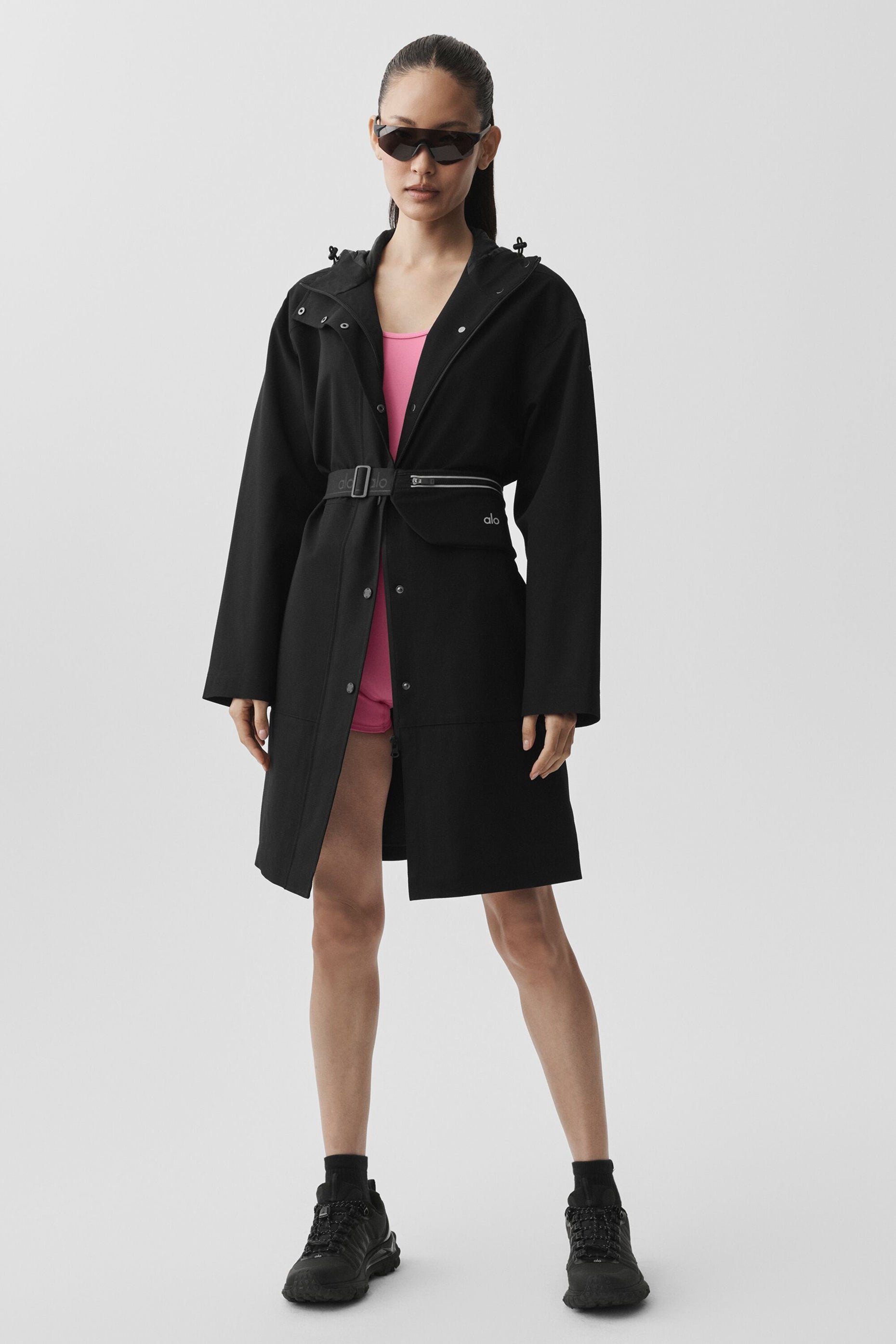 alo Rain Or Shine Long Coat - Black