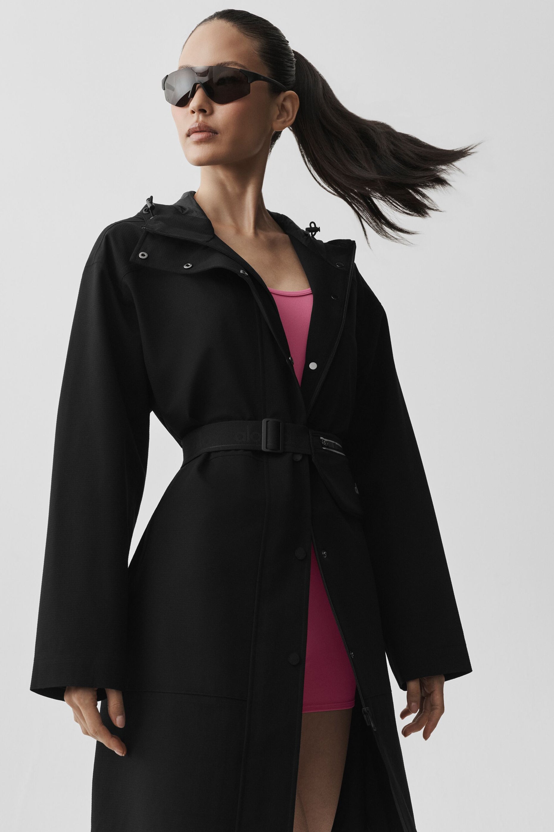 alo Rain Or Shine Long Coat - Black