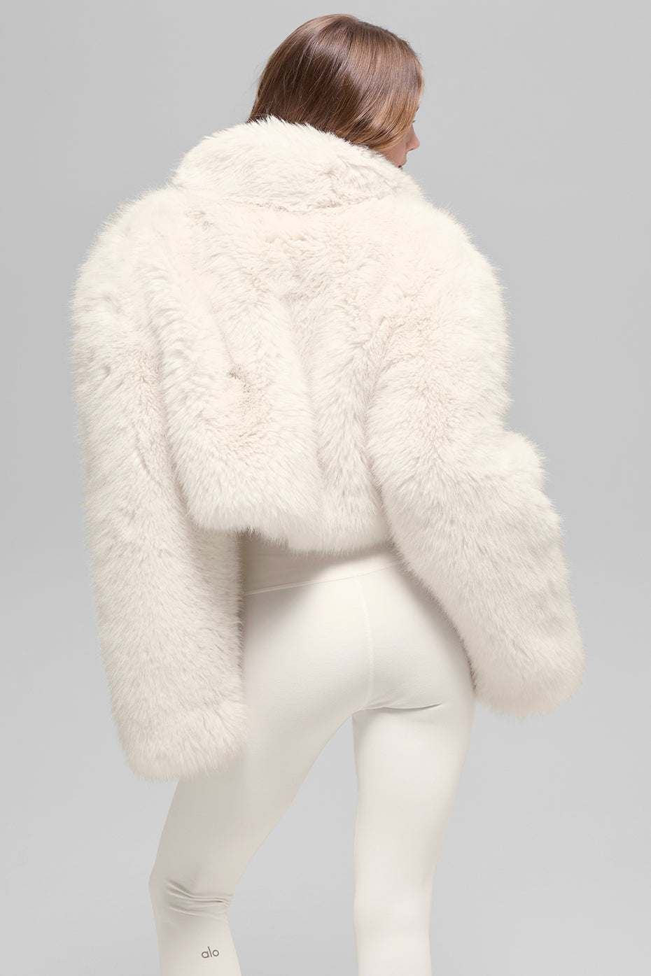 alo Opulent Faux Fur Cropped Jacket - Ivory