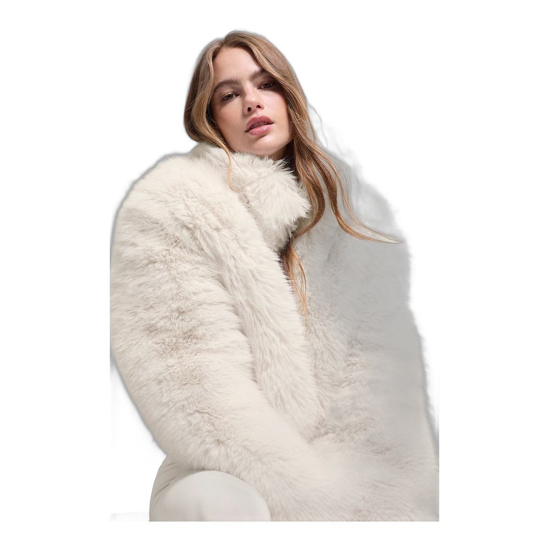 alo Opulent Faux Fur Cropped Jacket - Ivory