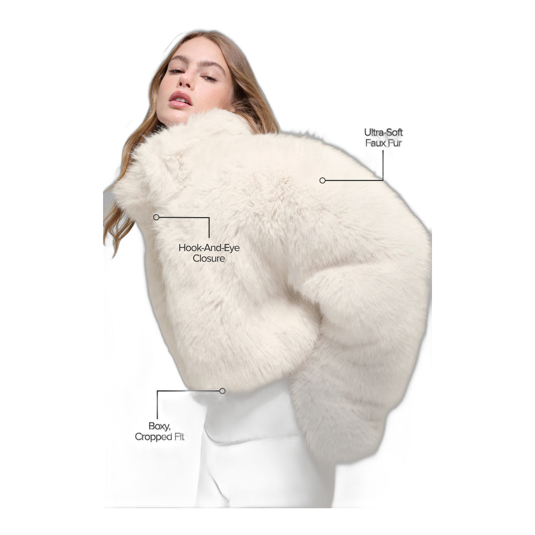alo Opulent Faux Fur Cropped Jacket - Ivory