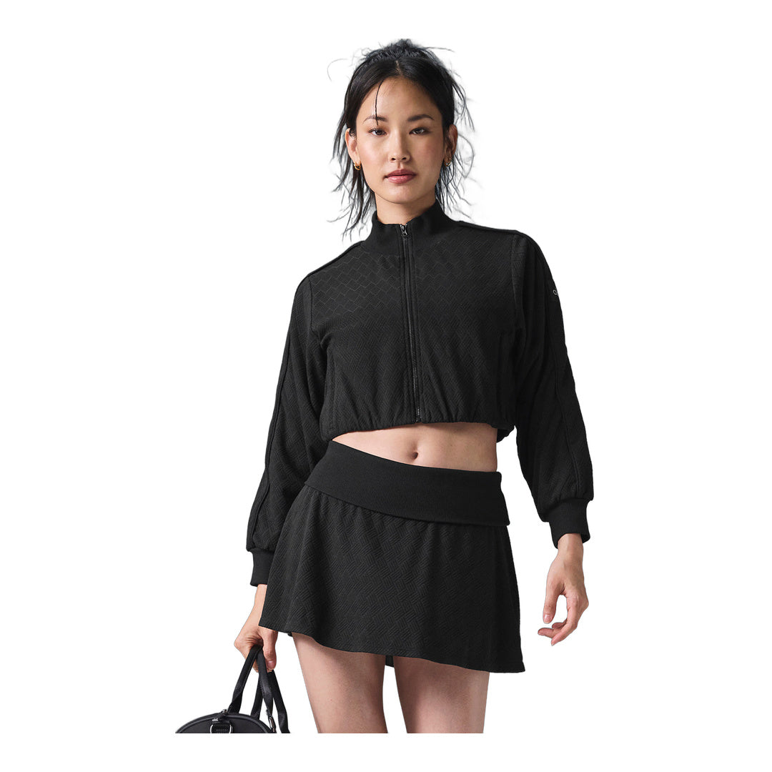 alo Cropped Doubles Only Full Zip Jacket - Black