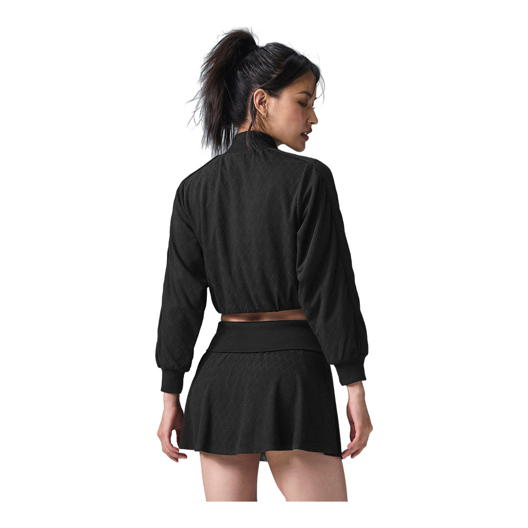 alo Cropped Doubles Only Full Zip Jacket - Black