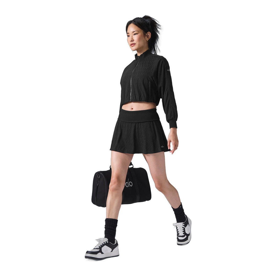 alo Cropped Doubles Only Full Zip Jacket - Black