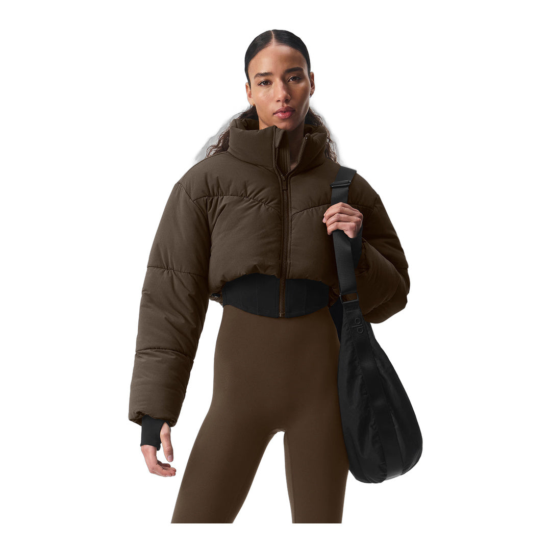 alo Main Act Corset Puffer - Espresso/Black