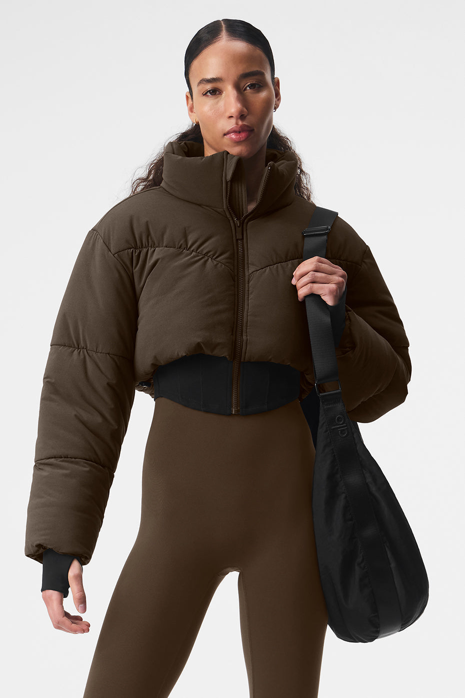 alo Main Act Corset Puffer - Espresso/Black