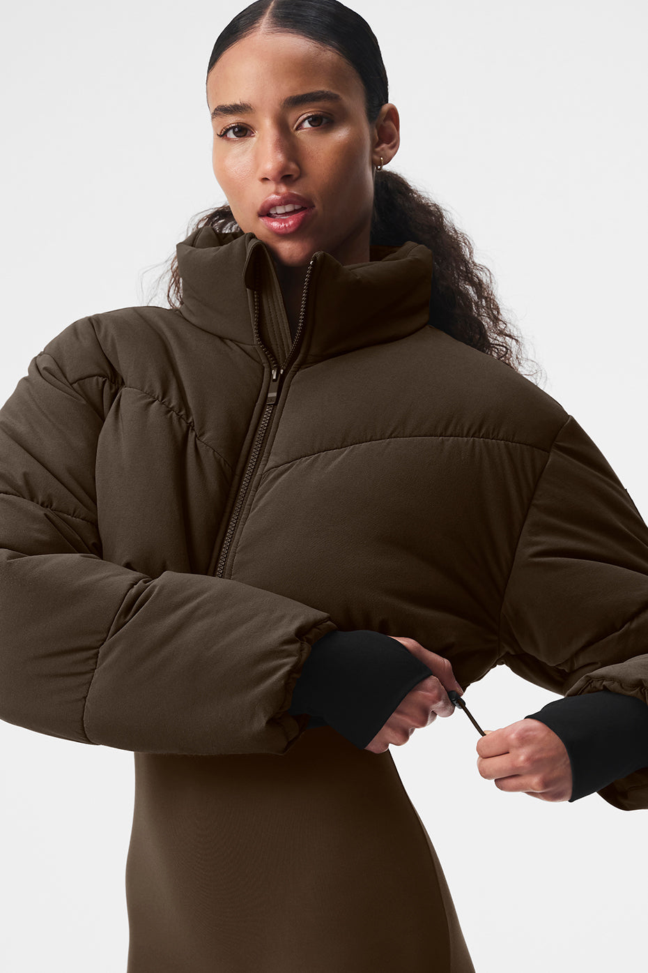 alo Main Act Corset Puffer - Espresso/Black