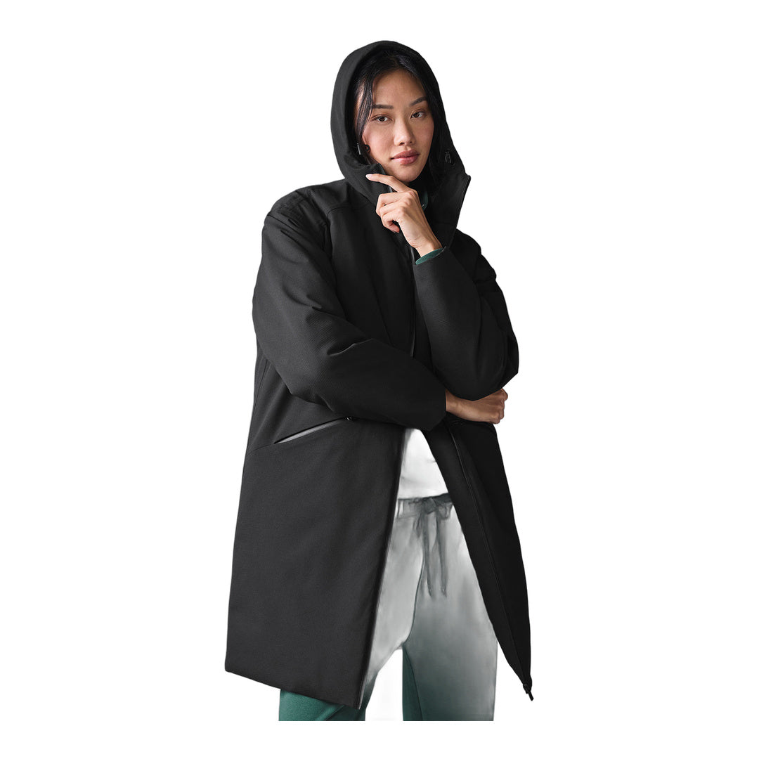 alo Rain Or Shine Puffer Long Coat - Black