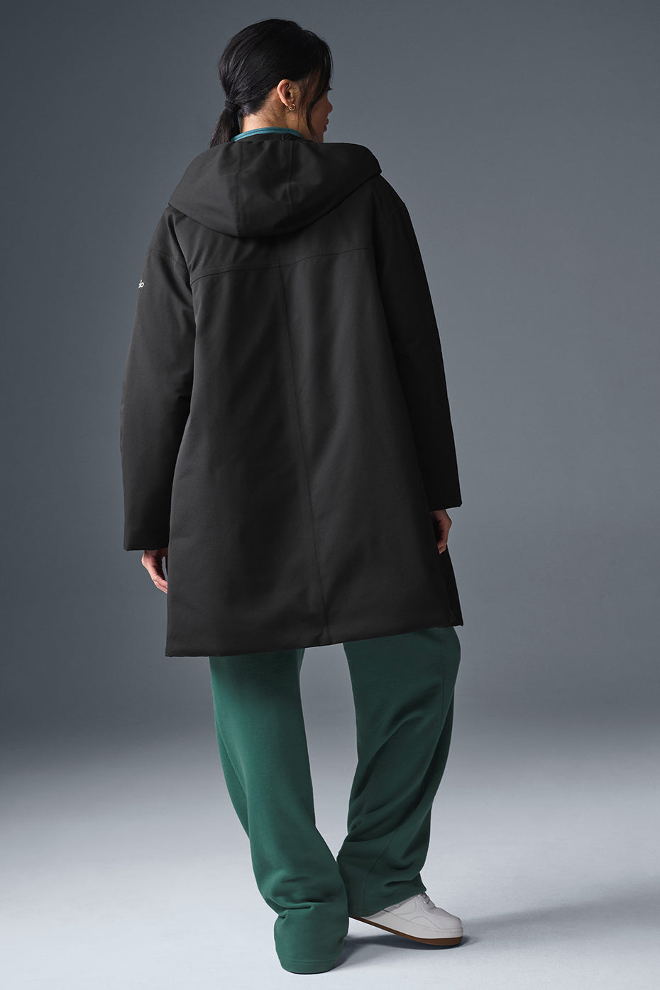 alo Rain Or Shine Puffer Long Coat - Black
