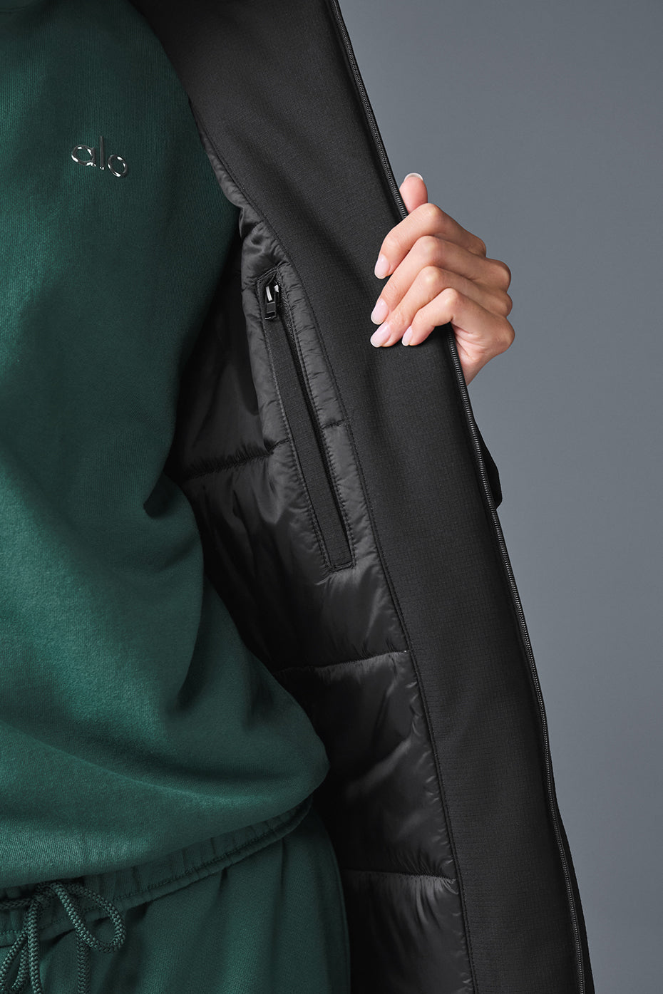 alo Rain Or Shine Puffer Long Coat - Black