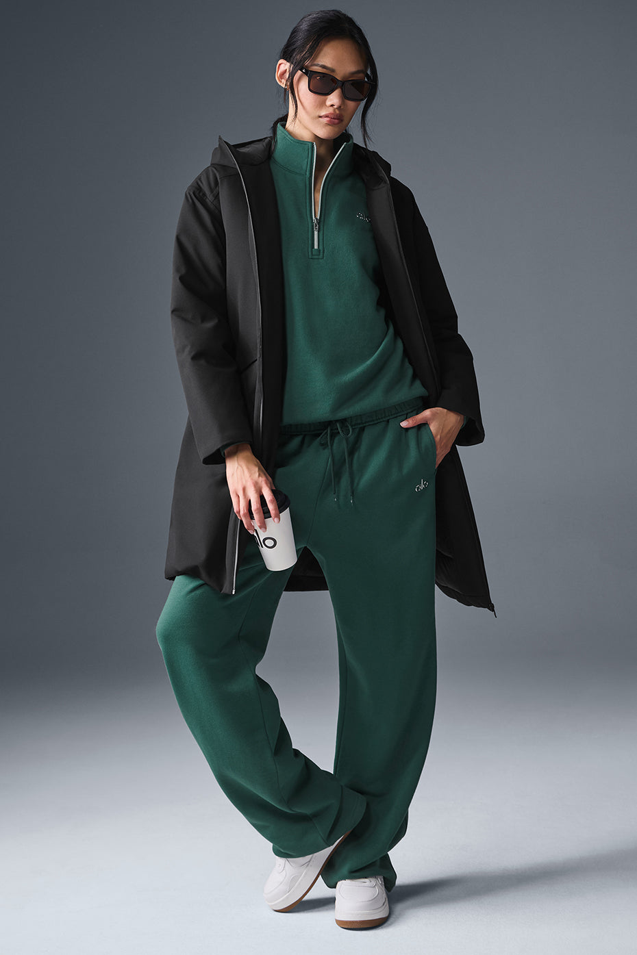 alo Rain Or Shine Puffer Long Coat - Black