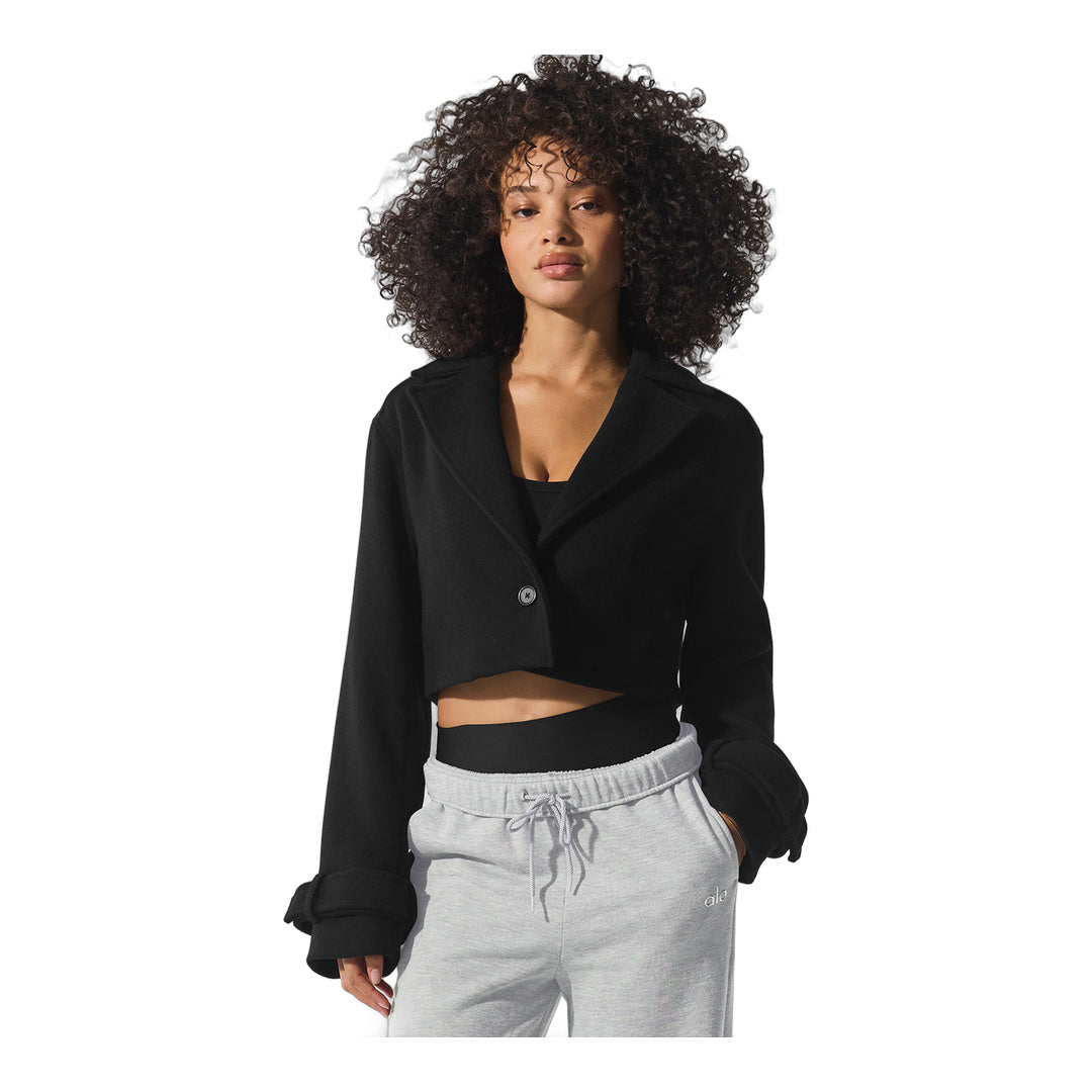 alo Wool Cropped Metro Trench - Black