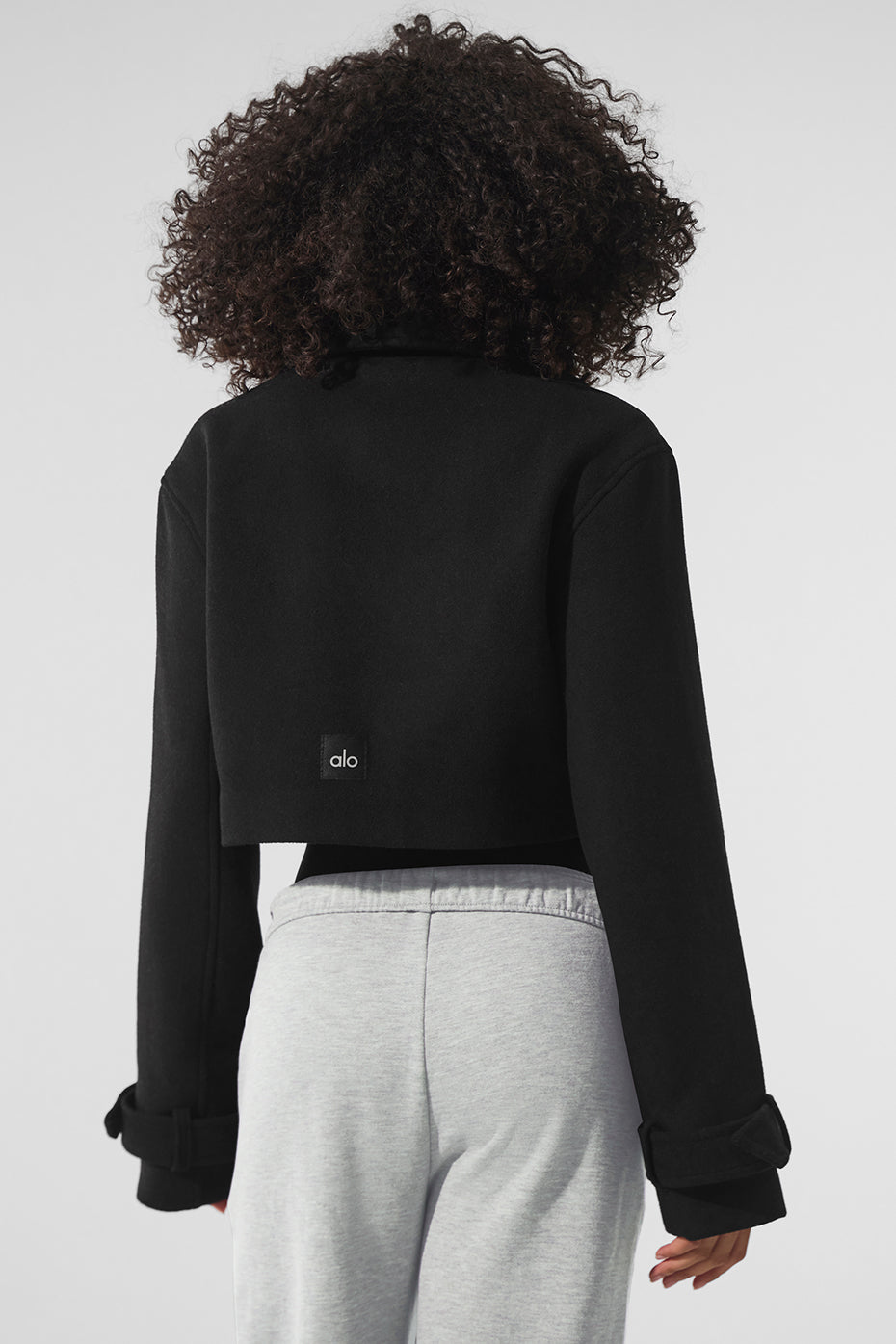 alo Wool Cropped Metro Trench - Black