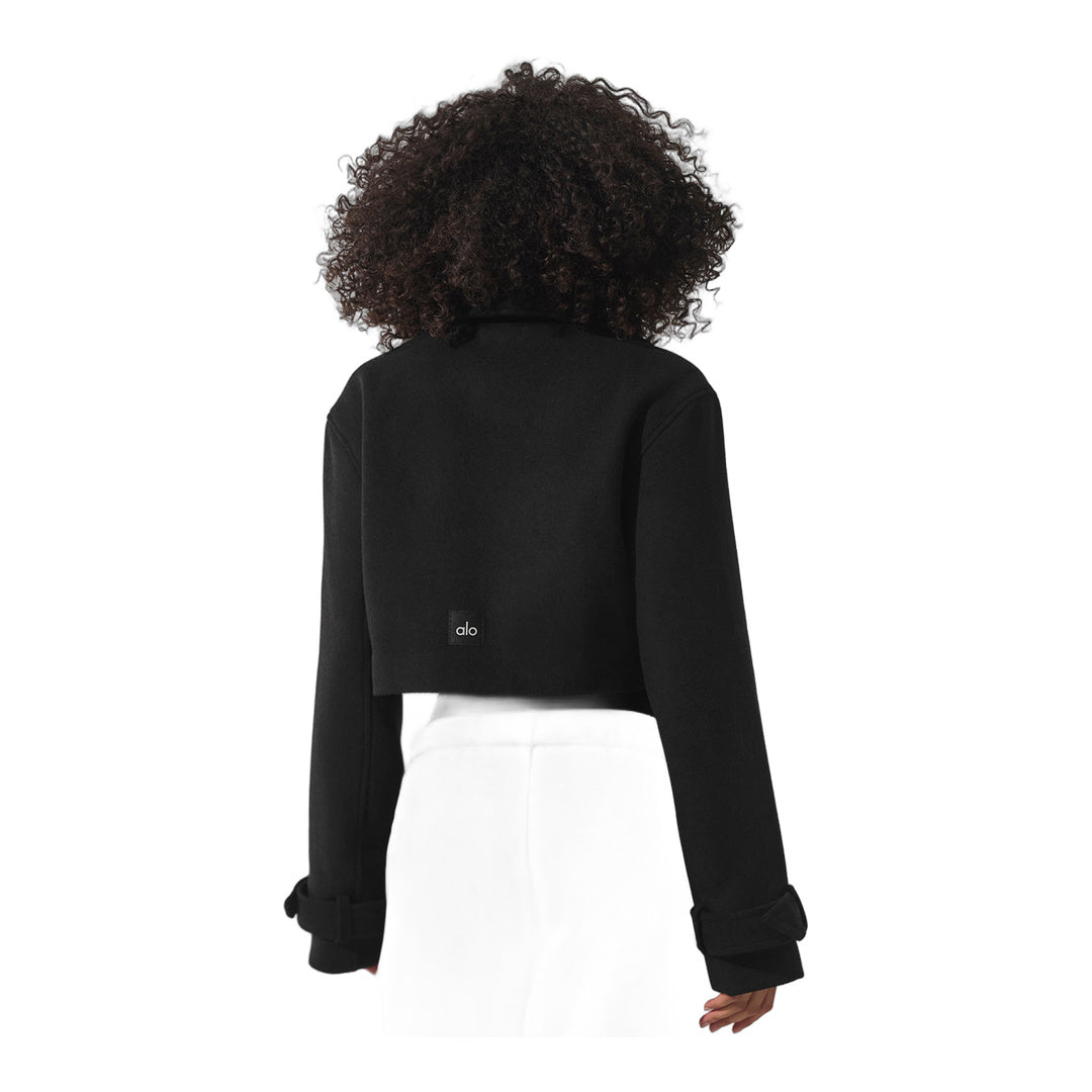 alo Wool Cropped Metro Trench - Black