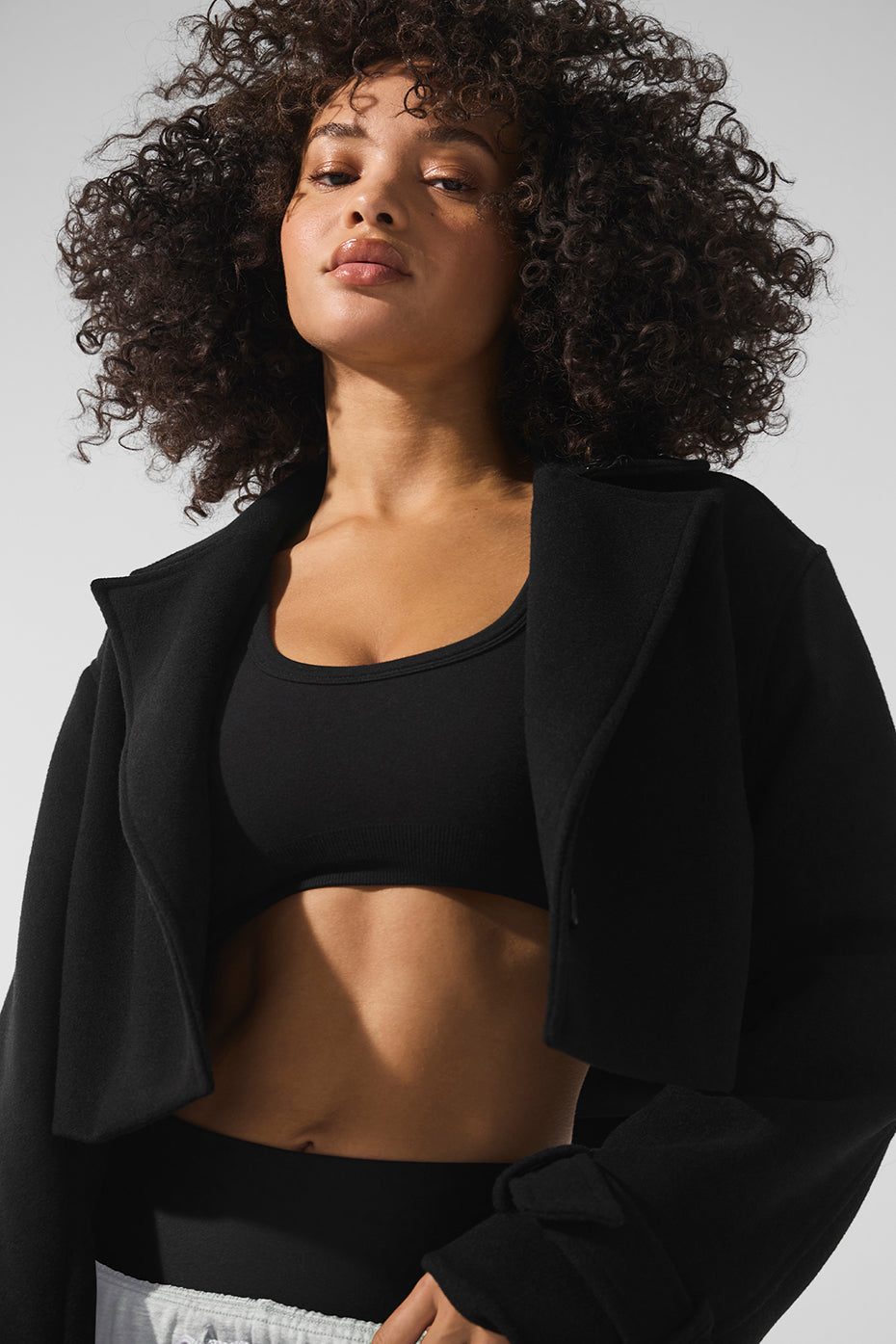 alo Wool Cropped Metro Trench - Black