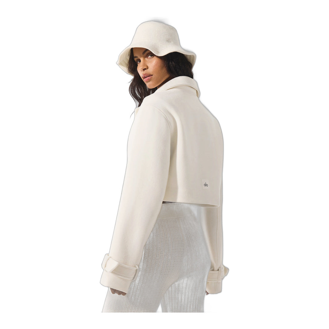 alo Wool Cropped Metro Trench - Ivory